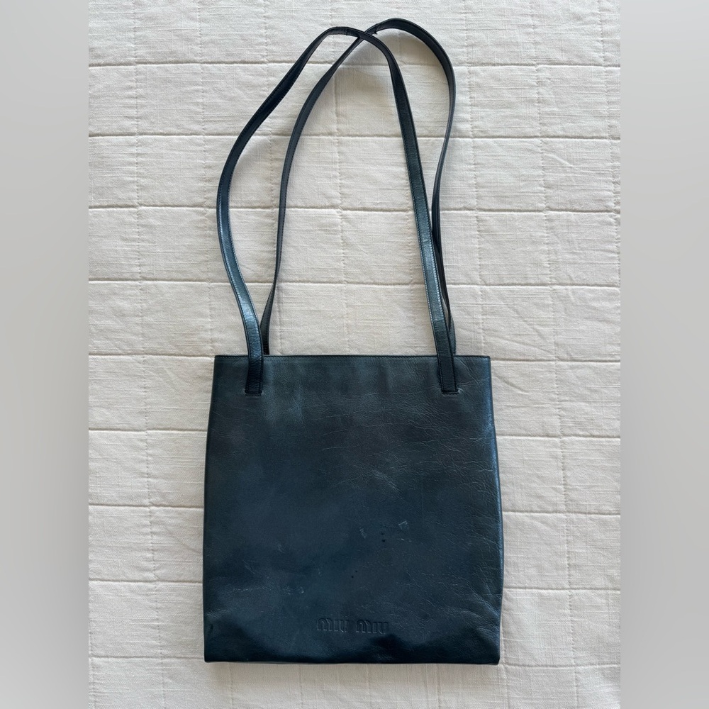 Miu Miu vintage metallic dark teal tote bag purse